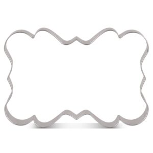 LILIAO Large Rectangle Fancy Plaque Cookie Cutter Frame Sandwich Fondant Biscuit Cutter - 5 x 3.6 inches - Stainless Steel - by Janka