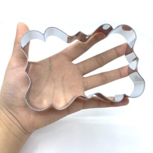 LILIAO Large Rectangle Fancy Plaque Cookie Cutter Frame Sandwich Fondant Biscuit Cutter - 5 x 3.6 inches - Stainless Steel - by Janka