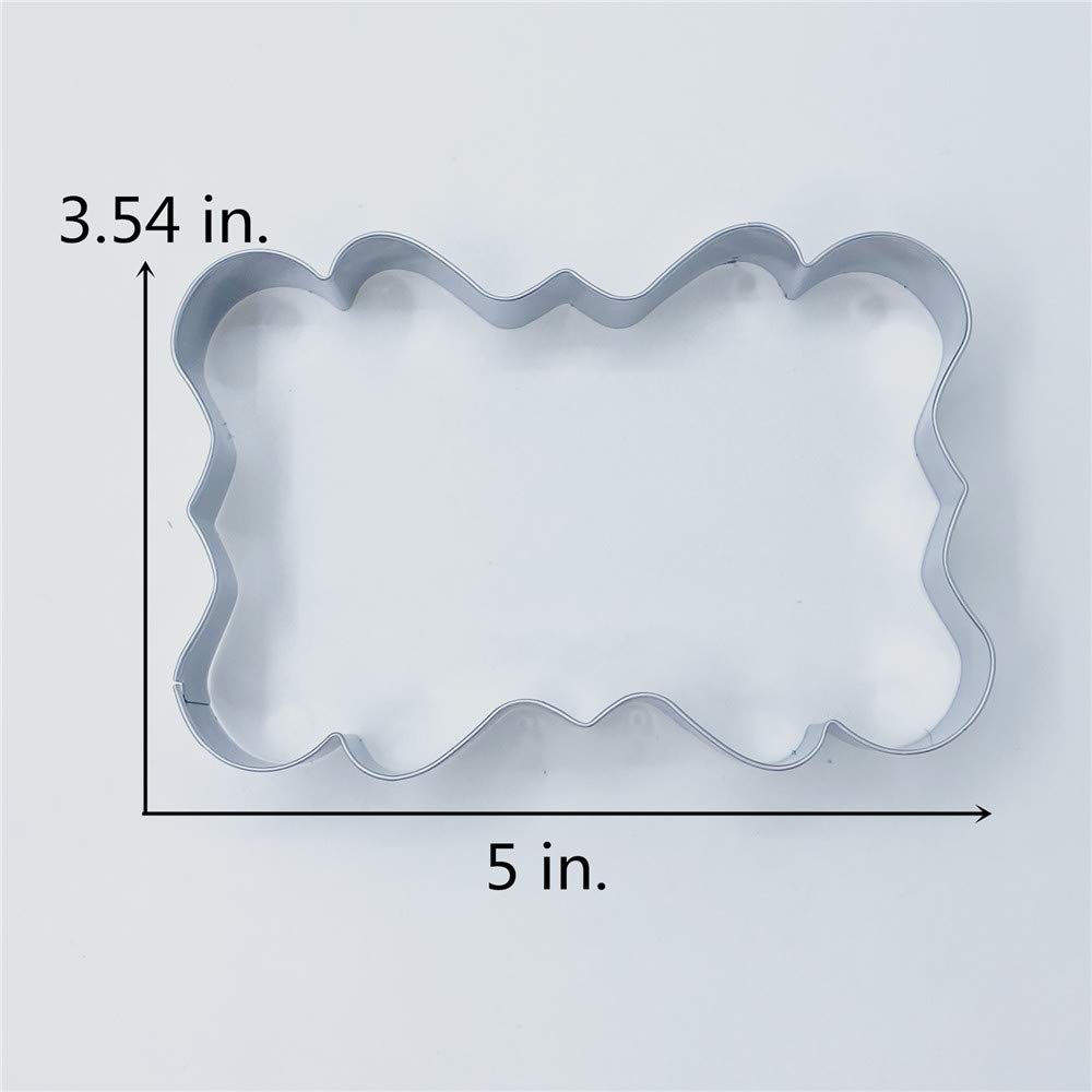 LILIAO Large Rectangle Fancy Plaque Cookie Cutter Frame Sandwich Fondant Biscuit Cutter - 5 x 3.6 inches - Stainless Steel - by Janka