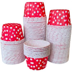 red bulk mini candy nut paper cups- christmas valentine 4th of july party supply - mini baking liners - red polka dot - 100 pack