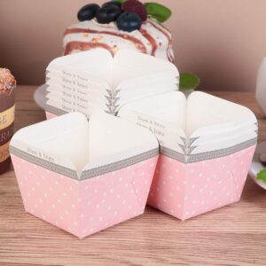 TOYANDONA 100pcs Paper Baking Cup Small Square Cake Wrappers Cupcake Liners Desserts Holders Muffin Cases for Weddings Birthdays Baby Shower (Pink)