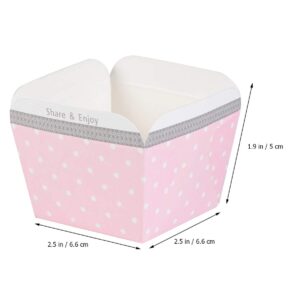 TOYANDONA 100pcs Paper Baking Cup Small Square Cake Wrappers Cupcake Liners Desserts Holders Muffin Cases for Weddings Birthdays Baby Shower (Pink)