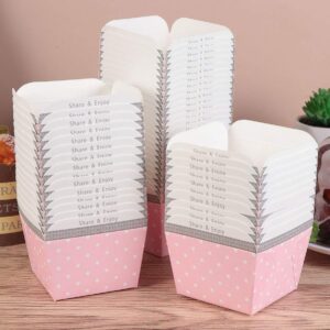 TOYANDONA 100pcs Paper Baking Cup Small Square Cake Wrappers Cupcake Liners Desserts Holders Muffin Cases for Weddings Birthdays Baby Shower (Pink)