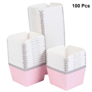 TOYANDONA 100pcs Paper Baking Cup Small Square Cake Wrappers Cupcake Liners Desserts Holders Muffin Cases for Weddings Birthdays Baby Shower (Pink)