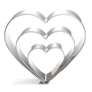 WJSYSHOP 3 Pieces Heart Shaped Cookie Cutter Stainless Steel