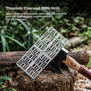 iBasingo Titanium Charcoal BBQ Grill Plate Ultralight Baking Cooling Rack Heavy Duty Dining Cooking Roasting Kitchen Utensils for Outdoor Camping Hiking A-Ti2021C