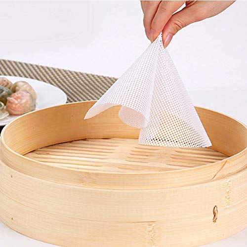 Inchant 5Pcs Kitchen Silicone Steamer Mesh Non-Stick Pad Round Shape Dumplings Mat Steamed Buns Baking Pastry Dim Sum Mesh（11" Diameter）