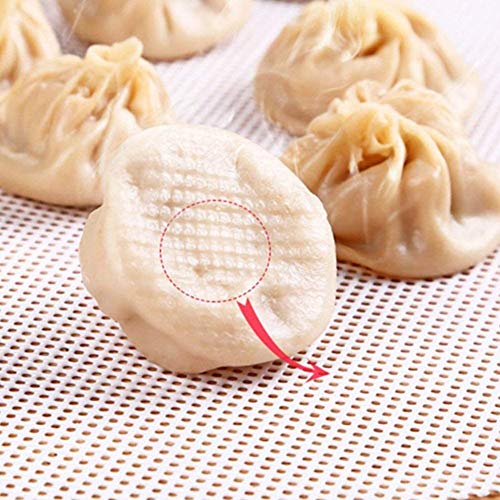 Inchant 5Pcs Kitchen Silicone Steamer Mesh Non-Stick Pad Round Shape Dumplings Mat Steamed Buns Baking Pastry Dim Sum Mesh（11" Diameter）