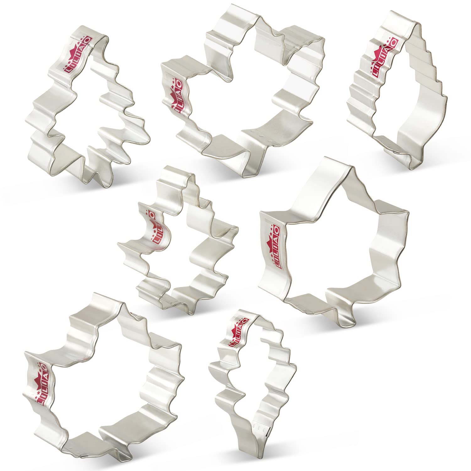 LILIAO Leaf Cookie Cutter Set - 7 Pieces - Maple Leaf, Rose Leaf, Ivy Leaf, Oak Leaf - Stainless Steel