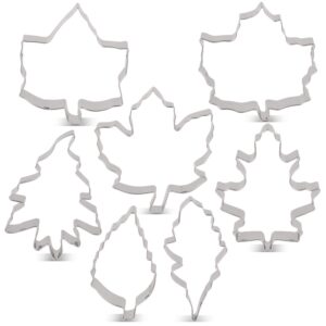 LILIAO Leaf Cookie Cutter Set - 7 Pieces - Maple Leaf, Rose Leaf, Ivy Leaf, Oak Leaf - Stainless Steel