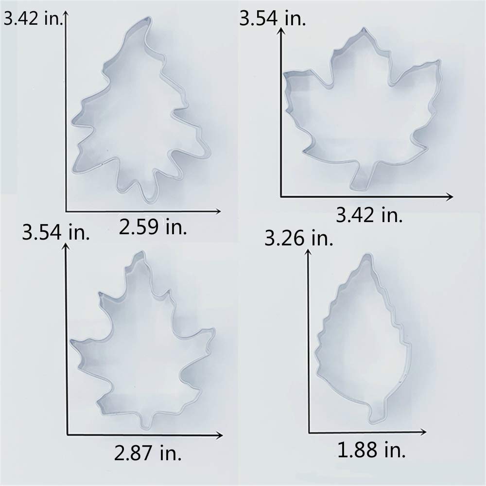 LILIAO Leaf Cookie Cutter Set - 7 Pieces - Maple Leaf, Rose Leaf, Ivy Leaf, Oak Leaf - Stainless Steel