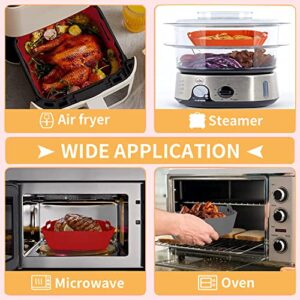 Chunyee 2 Pcs 8.5 in Air Fryer Silicone Liners, with Heat-Proof Gloves Silicone Air Fryer Liners, Easy to Clean Air Fryer Liners Silicone Square, Non-Stick Air Fryer Liners Reusable Fit 4 to 8 Qt