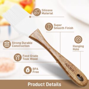 Oil and Butter Brush,Silicone Basting Brush with Wooden Hand,Pastry Brush for Cooking White