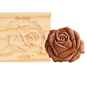 Ouhoe Cookie Cutter Embossing Mold,Pine Cone & Rose 2PC Funny Wooden Cookie Stamps for Baking,Gingerbread Mold,Pine Cone Mold,Baking Moulds. (Pine Cone & Rose), 10 x 10 x 2.5cm