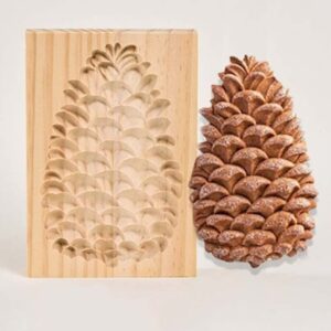 Ouhoe Cookie Cutter Embossing Mold,Pine Cone & Rose 2PC Funny Wooden Cookie Stamps for Baking,Gingerbread Mold,Pine Cone Mold,Baking Moulds. (Pine Cone & Rose), 10 x 10 x 2.5cm