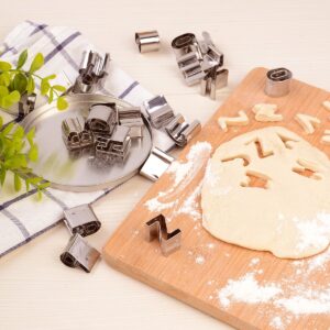 LUHUA Alphabet Cookie Cutters A-Z Set of 26 Plain Edge Stainless Steel Non-Stick DIY Biscuit Mold