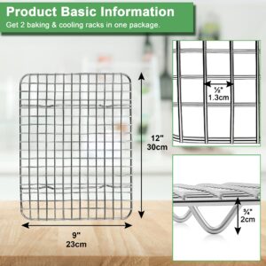 Homikit 2 Pack Wire Baking Rack, Stainless Steel 12" x 9" Bake Grill Rack for Cooking Roasting Grilling, Mesh Cooling Rack for Cookie Cake Bacon Meat Resting, Oven & Dishwasher Safe