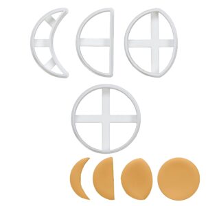 set of 4 moon cycle cookie cutters (designs: crescent moon, quarter moon, gibbous moon, & full moon), 4 pieces - bakerlogy