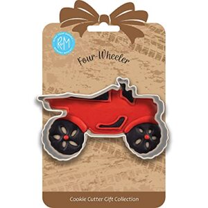 r & m international 8003 four wheeler atv shaped tinplated steel cookie cutter, 3.75", gift tag carded