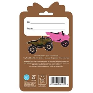 R & M International 8003 Four Wheeler ATV Shaped Tinplated Steel Cookie Cutter, 3.75", Gift Tag Carded