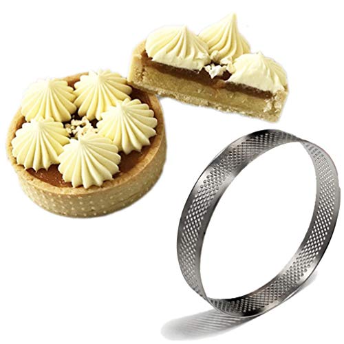 GARNECK Stainless Steel Tart Ring Cake Mousse Ring Round Cake Molds Cake Rings Perforated Cutter Round for Home Kitchen Bakeware 15CM