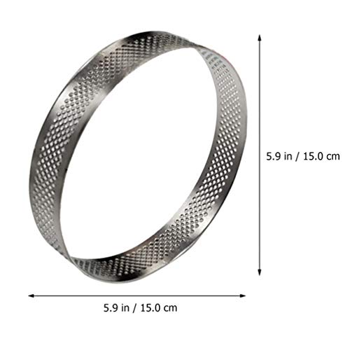 GARNECK Stainless Steel Tart Ring Cake Mousse Ring Round Cake Molds Cake Rings Perforated Cutter Round for Home Kitchen Bakeware 15CM