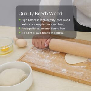 Classic Rolling Pin for Baking 18'' Long - Gifbera Beech Wood Dough Roller Pin with Handles for Bread Pastry Pizza Fondant Pie Crust