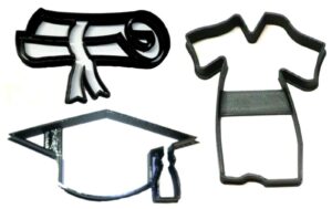 graduation kit diploma cap tassel gown robe grad alumni set of 3 cookie cutters usa made pr1230