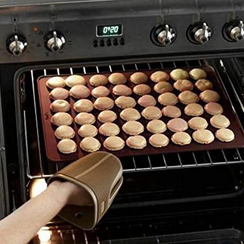 ARTIWARE Food Grade Silicone Brown color Macaron Baking Kit Tray Set w. Piping Pot 4 types of nozzles & 1 Cleaning Scrubbing pad non stick reusable Macaroon Baking Supplies