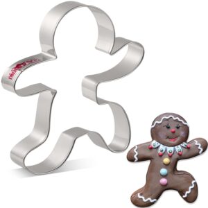 liliao christmas running gingerbread man cookie cutter - 3.6 x 4.2 inches - stainless steel
