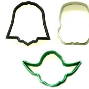 INSPIRED BY STAR WARS CHARACTERS FACE HELMET OUTLINES SET OF 3 COOKIE CUTTERS MADE IN USA PR1328