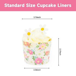 60pcs Paper Baking Cups 6 Oz Greaseproof Cupcake Muffin Cups Disposable Cupcake Wrappers For Birthday-Large (Pink Quadrafoil And Pink Vertical)