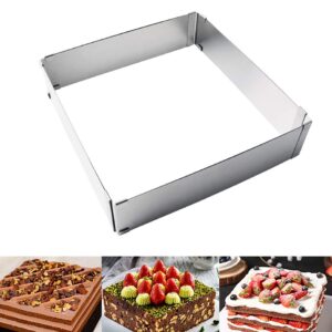 LI-GELISI 6~11inch Retractable Square Cake Mould Stainless Steel Pastry Rings Cake Mousse Ring