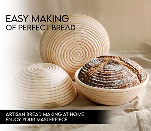 Banneton Bread Proofing Basket Set 9 Inch Sourdough Basket Bread Basket Proofing Banneton Proofing Basket for Bread Baking Sourdough Proofing Basket Bread Making Tools and Supplies Banneton Basket