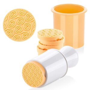 KAISHANE Silicone Cookie Stamps set for baking - Geo Geometric Figure Cookie Stamps with Handle and 6 Silicone Stamps High Heat Resistant to 480°F Yellow Color