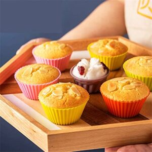 Silicone Cupcake Liners 24 PCS, Baking Cups Liners, Reusable Non-stick Muffin Cups Cake Molds Standard, Multi-Color