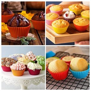 Silicone Cupcake Liners 24 PCS, Baking Cups Liners, Reusable Non-stick Muffin Cups Cake Molds Standard, Multi-Color