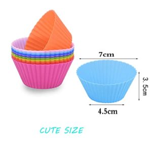 Silicone Cupcake Liners 24 PCS, Baking Cups Liners, Reusable Non-stick Muffin Cups Cake Molds Standard, Multi-Color