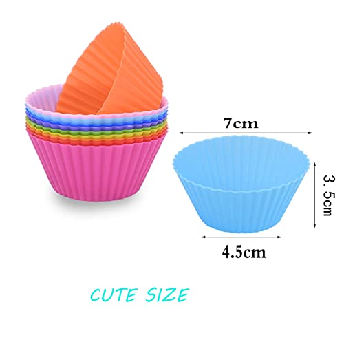 Silicone Cupcake Liners 24 PCS, Baking Cups Liners, Reusable Non-stick Muffin Cups Cake Molds Standard, Multi-Color