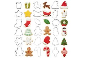 wilton holiday shapes metal christmas cookie cutter set, 18-piece