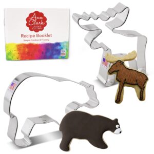 mountain wildlife cookie 2-pc cutter made in usa by ann clark, grizzly bear and moose