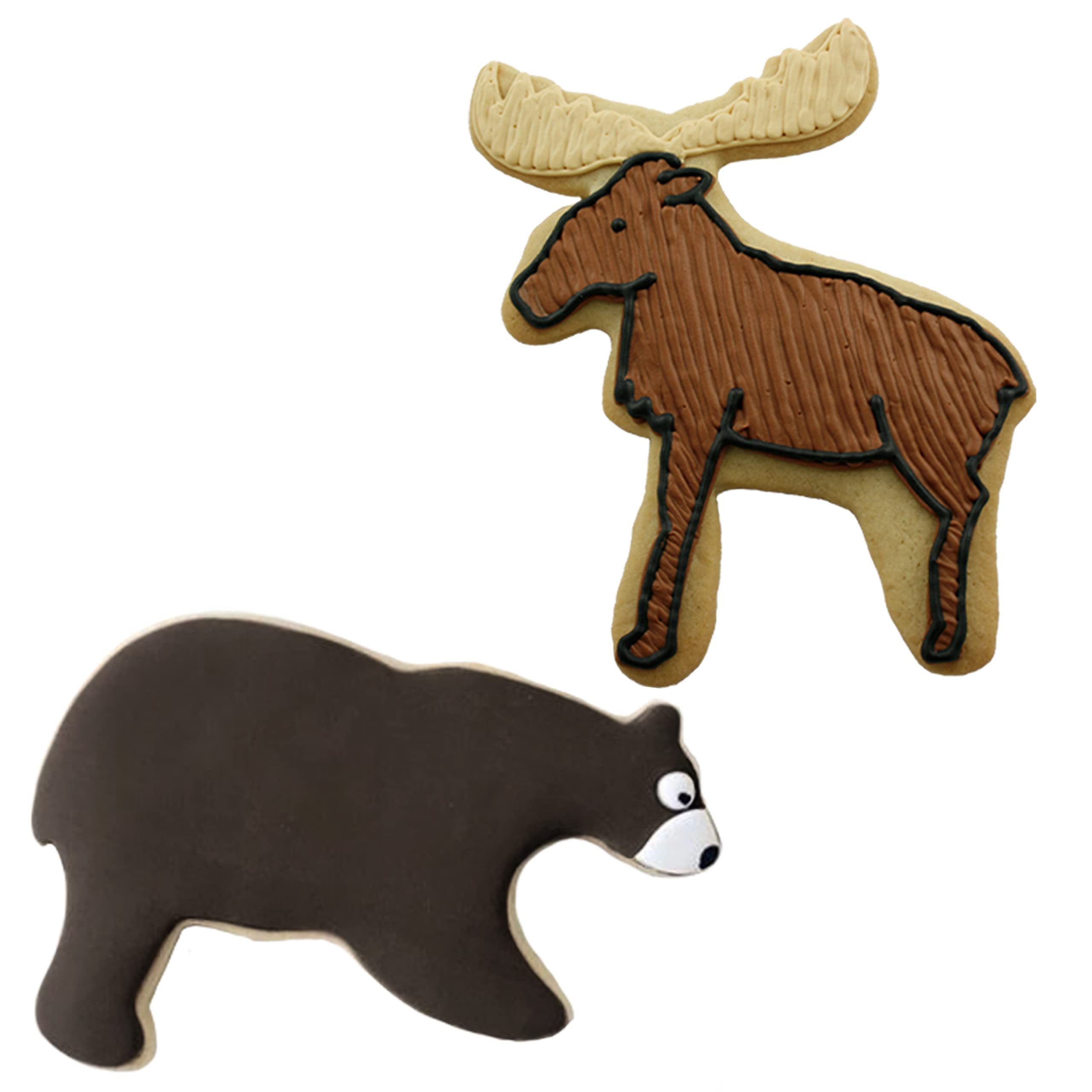 Mountain Wildlife Cookie 2-Pc Cutter Made in USA by Ann Clark, Grizzly Bear and Moose