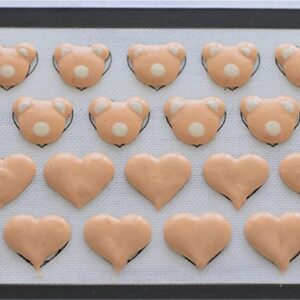 Elesinsoz Nonstick Heart Bear Mickey Shape Macaron Silicone Baking Mat Mold Macaroon Template Tray Pan Cookie Sheet Liner for Oven Cake Pastry Decorating Supplies Half Sheet Reusable Food Safe