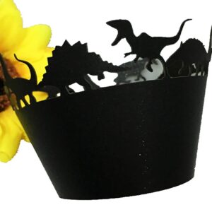 black Dinosaur Laser cut Cupcake Wrapper Cup Cake Baking Muffin 60pcs