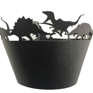 black Dinosaur Laser cut Cupcake Wrapper Cup Cake Baking Muffin 60pcs