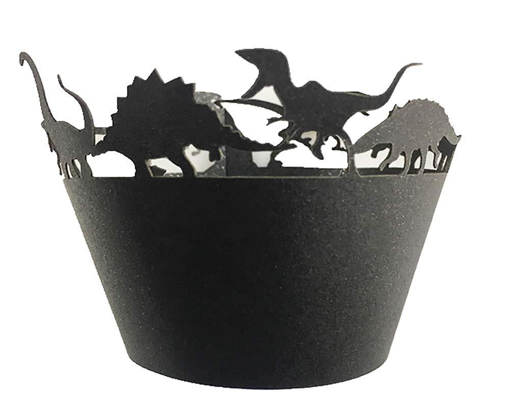 black Dinosaur Laser cut Cupcake Wrapper Cup Cake Baking Muffin 60pcs