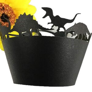 black Dinosaur Laser cut Cupcake Wrapper Cup Cake Baking Muffin 60pcs