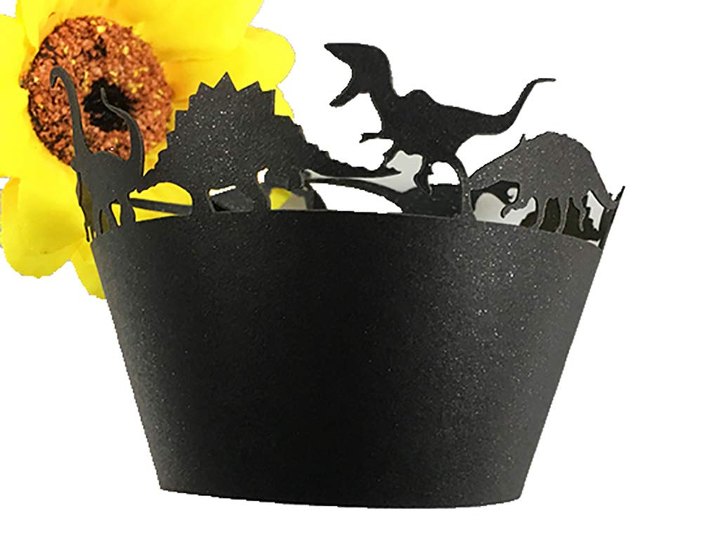 black Dinosaur Laser cut Cupcake Wrapper Cup Cake Baking Muffin 60pcs