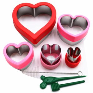 DEVIN0705 Stainless Steel Heart Sandwiches Cutter set,Heart Shapes Sandwich Cutters Cookie Cutters Vegetable cutters-Food Grade Cookie Cutter Mold for Kids Suitable for Cakes Sandwic