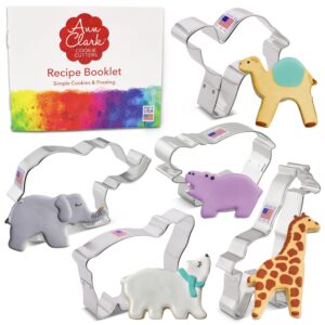 safari zoo animals cookie cutters 5-pc set made in usa by ann clark, elephant, giraffe, hippo, bear, camel